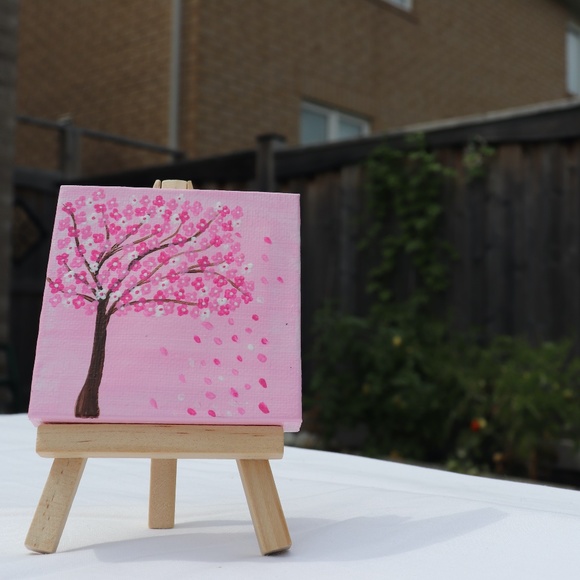 Handmade 3x3inch Mini Canvas, with a free wood eas - Picture 4 of 5